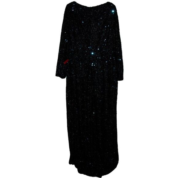 Mac Duggal 26445 Long Sleeve Sequin Midnight Gown sz 18 - Picture 1 of 15